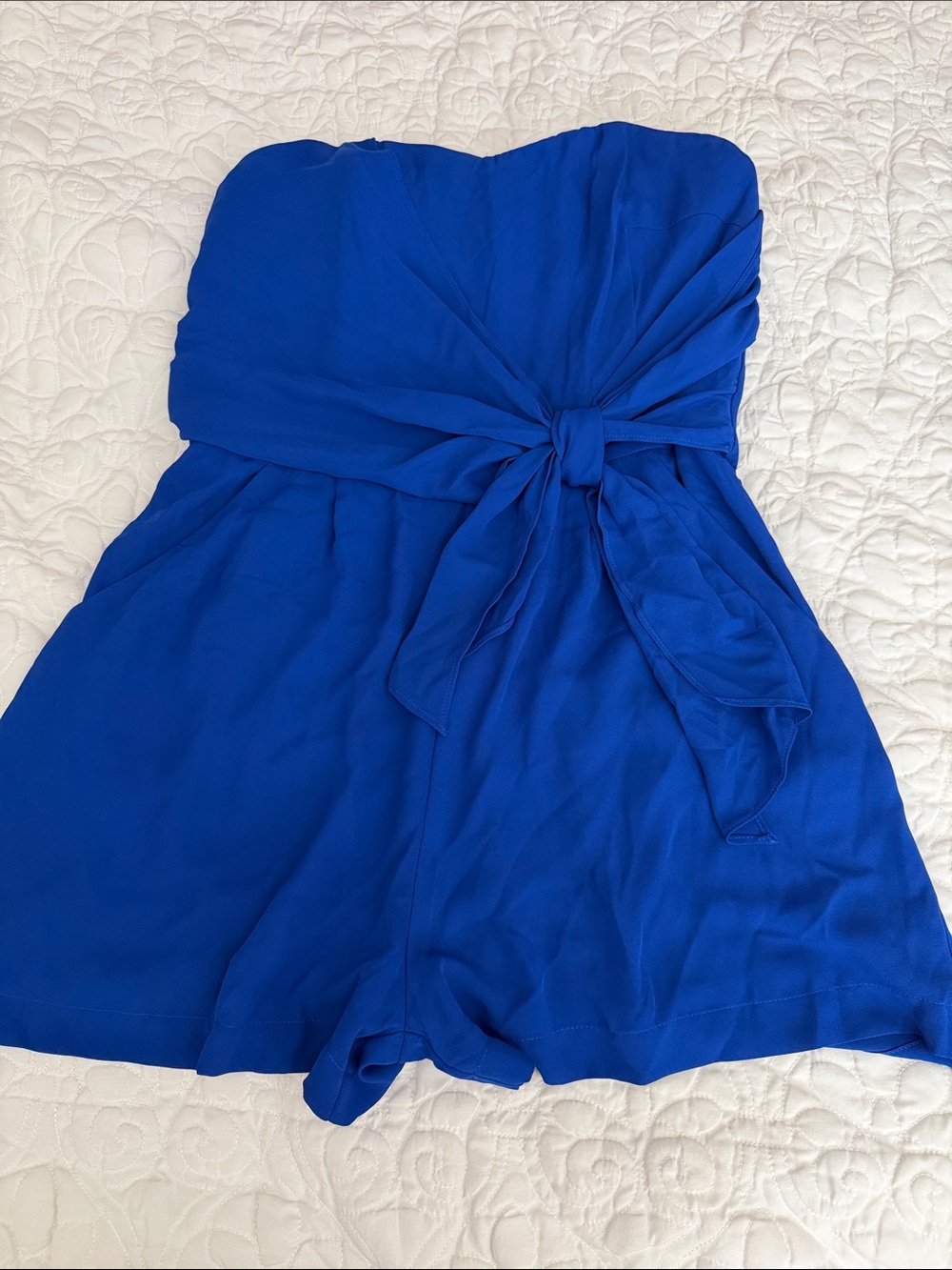 Express Strapless Cobalt Blue Tie-Waist jumper